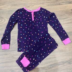 Cuddl Duds Kids Pajama Set in Purple with Colorful Dots